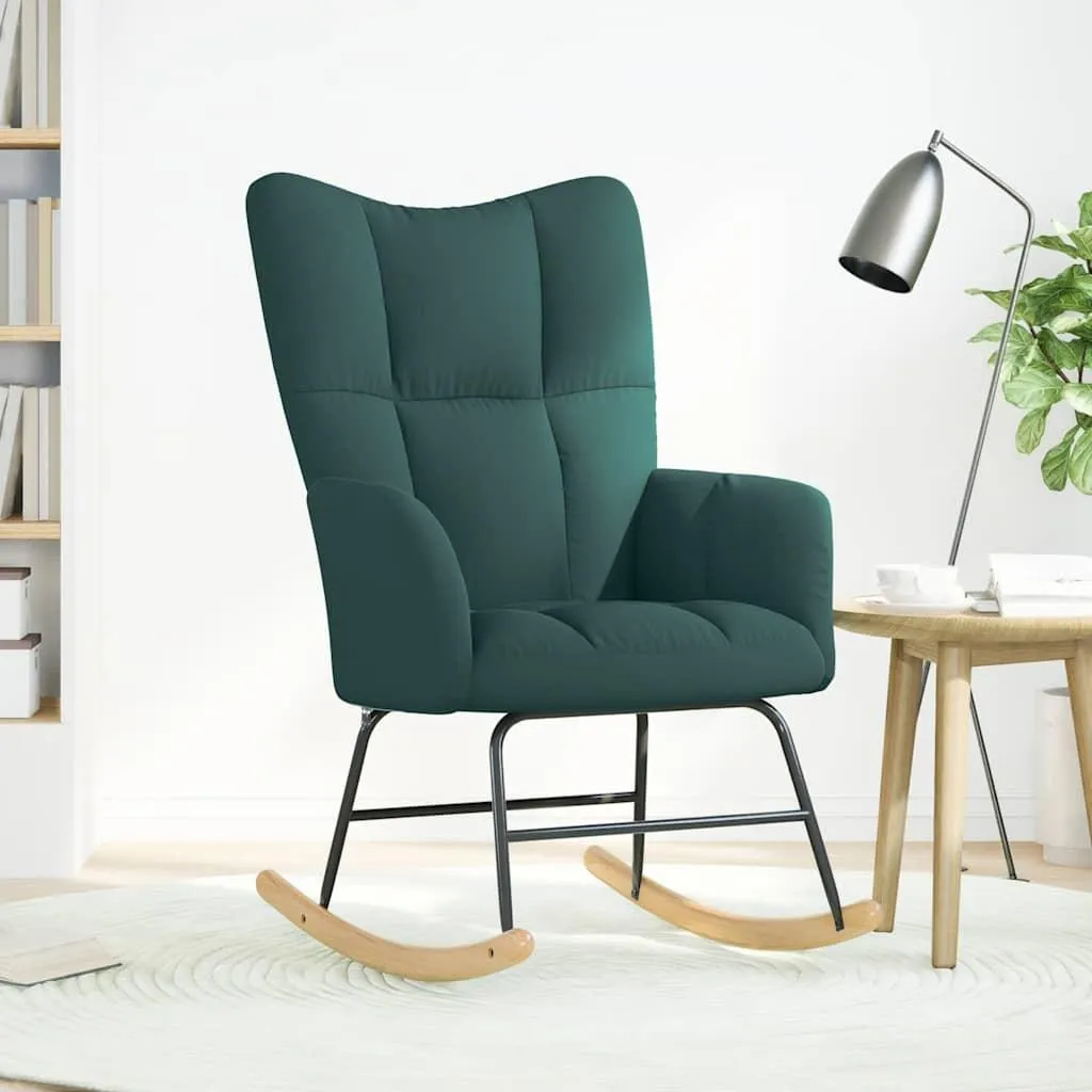 Sedia a Dondolo Retro vidaXL Tessuto Verde Scuro - Stile e Relax