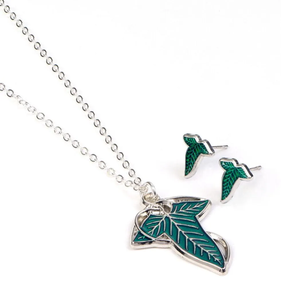 Coffret Bijoux Feuille de Lorien Seigneur des Anneaux Argent et Émail
