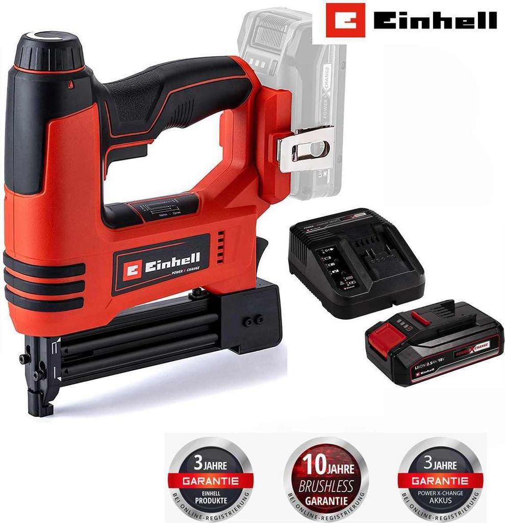 Einhell Akku-Nagler TE-CN 18 Li -18V,Tacker und Nagler mit Akku 2.5Ah / Ladegerät Power X-Change