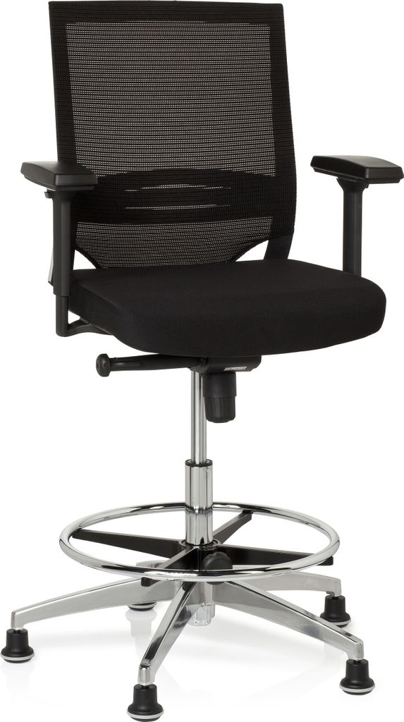 hjh OFFICE Counterstuhl TOP WORK 77 Arbeitsstuhl mit Armlehnen (höhenverstellbar) Stoff / Netzstoff