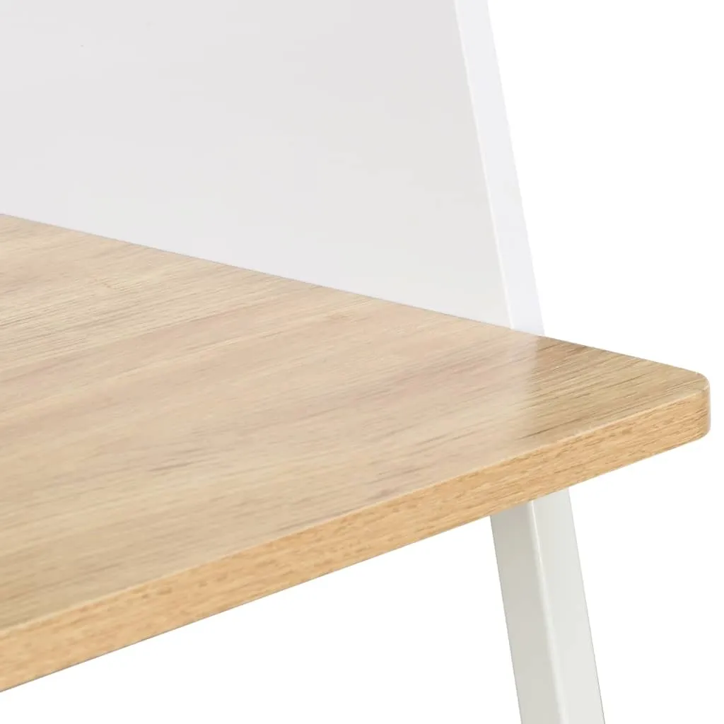 Bureau bicolore blanc et chêne 90x60 cm structure robuste et moderne - 6