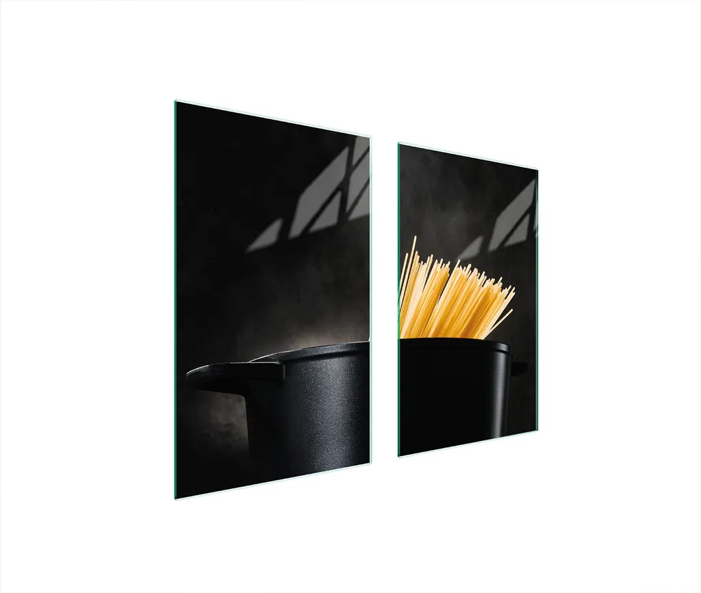 Copri piano cottura 75x52 in vetro temperato nero | 2 Pezzi Universali