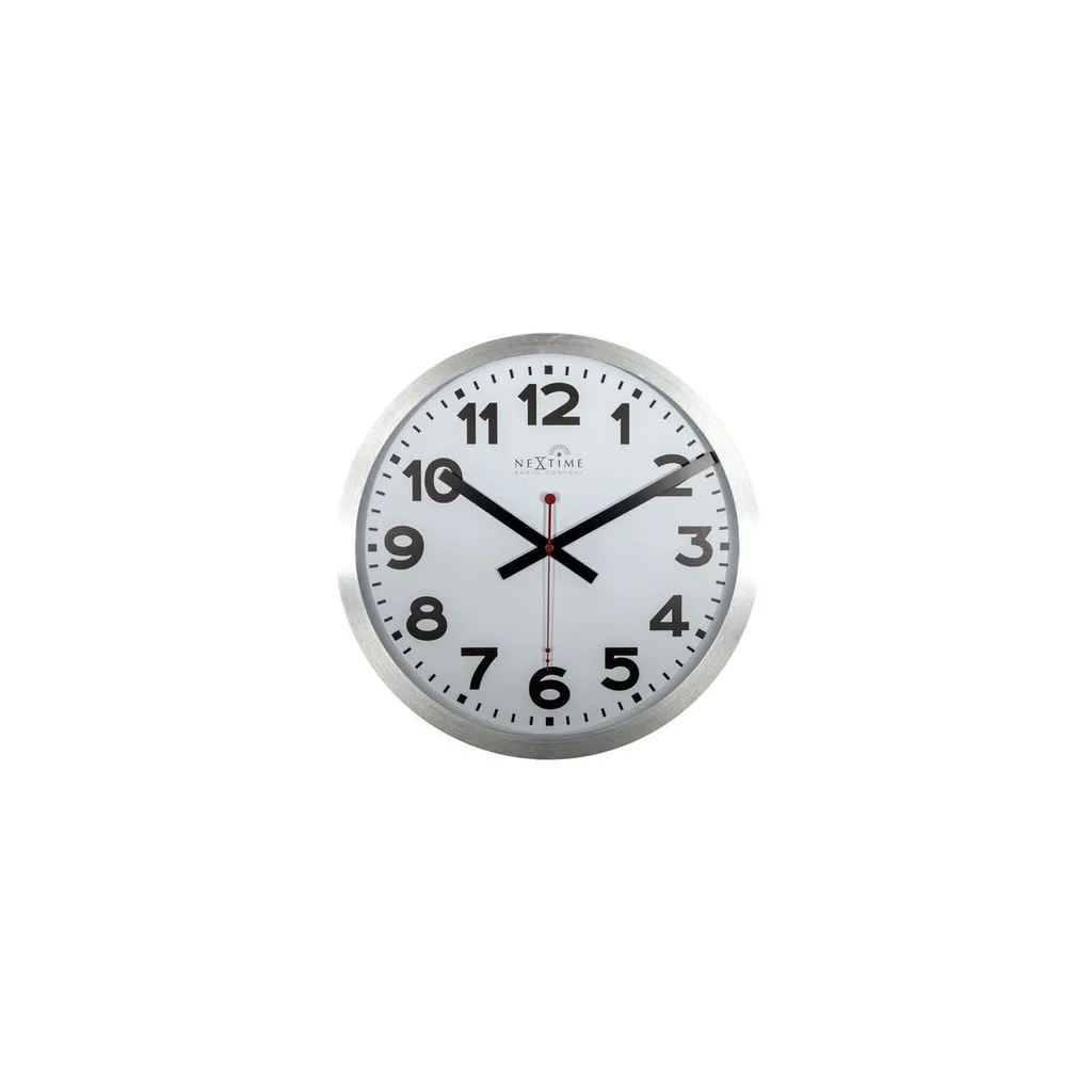 Horloge Murale Station 35cm Argentée Réglage Automatique par Radio