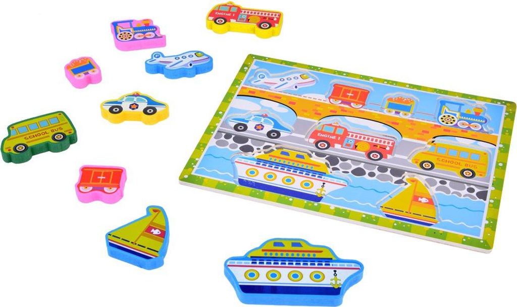Holzpuzzle Transportfahrzeuge Lernspiel, 9 Teile
