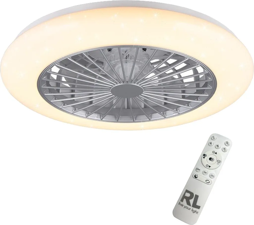 Ventilateur Plafond LED Dimmable 30W Ø50cm avec Effet Ciel Étoilé LED