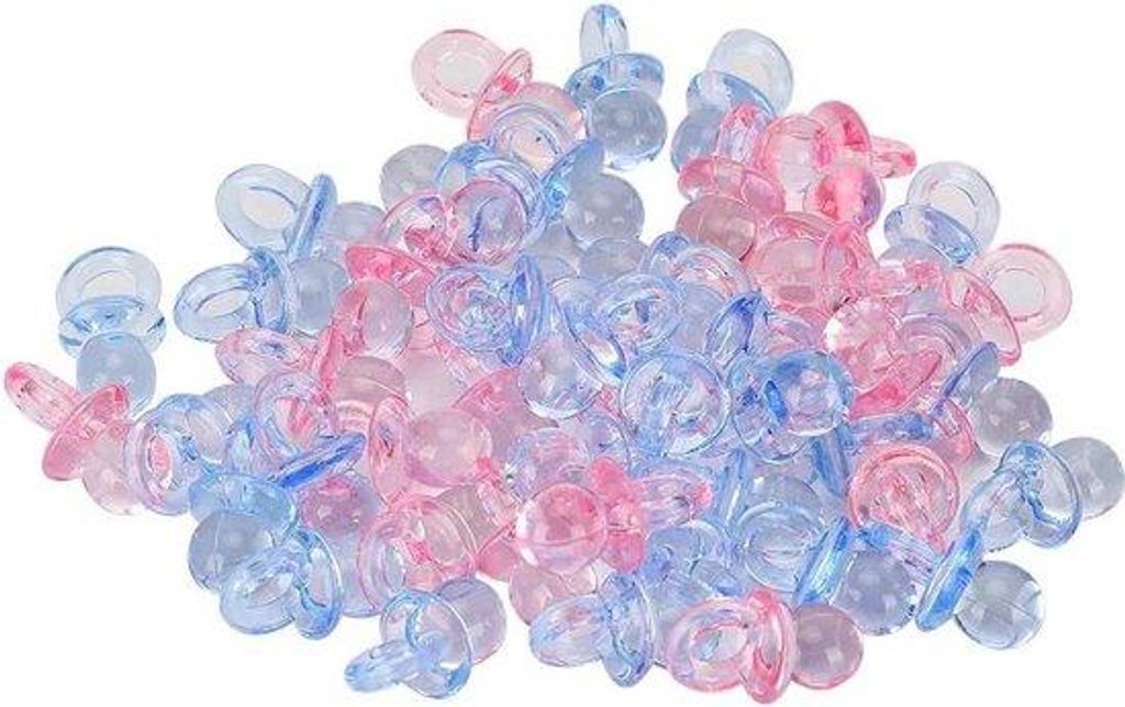 Kleine Acryl Dekorationen für Babys, 100 Stück, rosa und blau