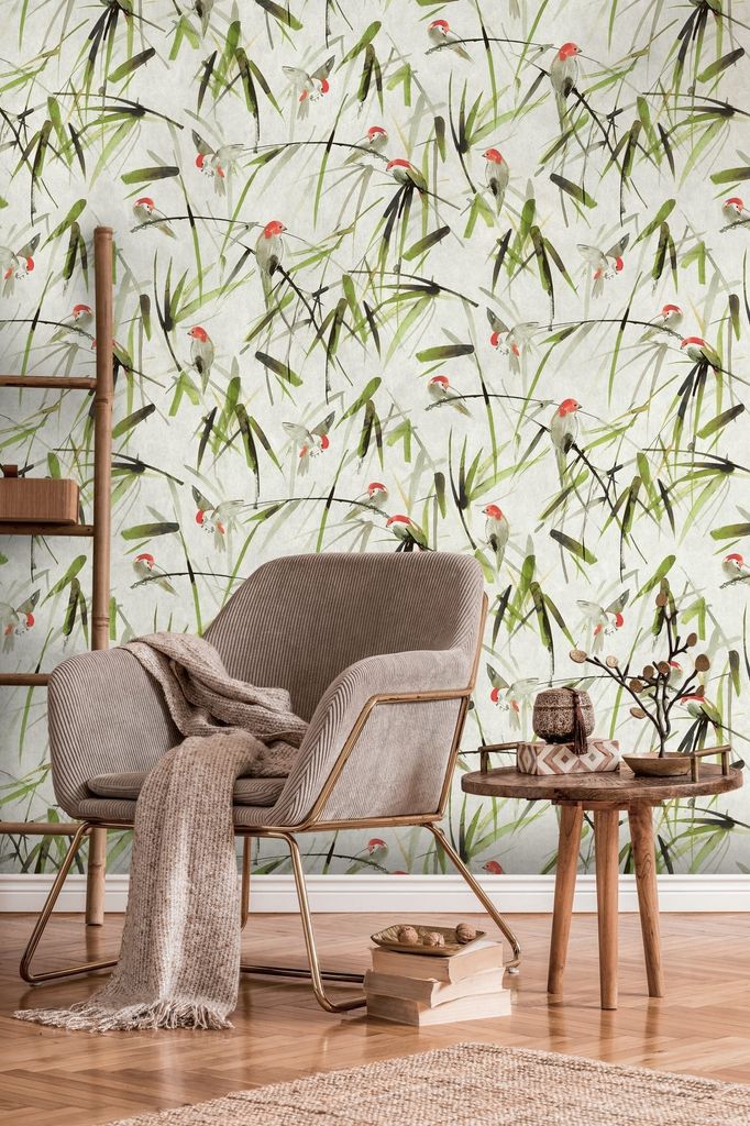 NEWROOM Tapete Beige Vliestapete Blätter - Wandbild Modern Produktbild 