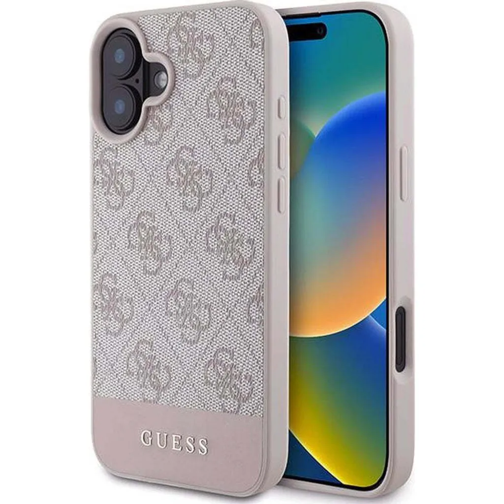 Custodia Guess iPhone 16 Plus 4G Bottom Stripe Rosa - Protezione Chic