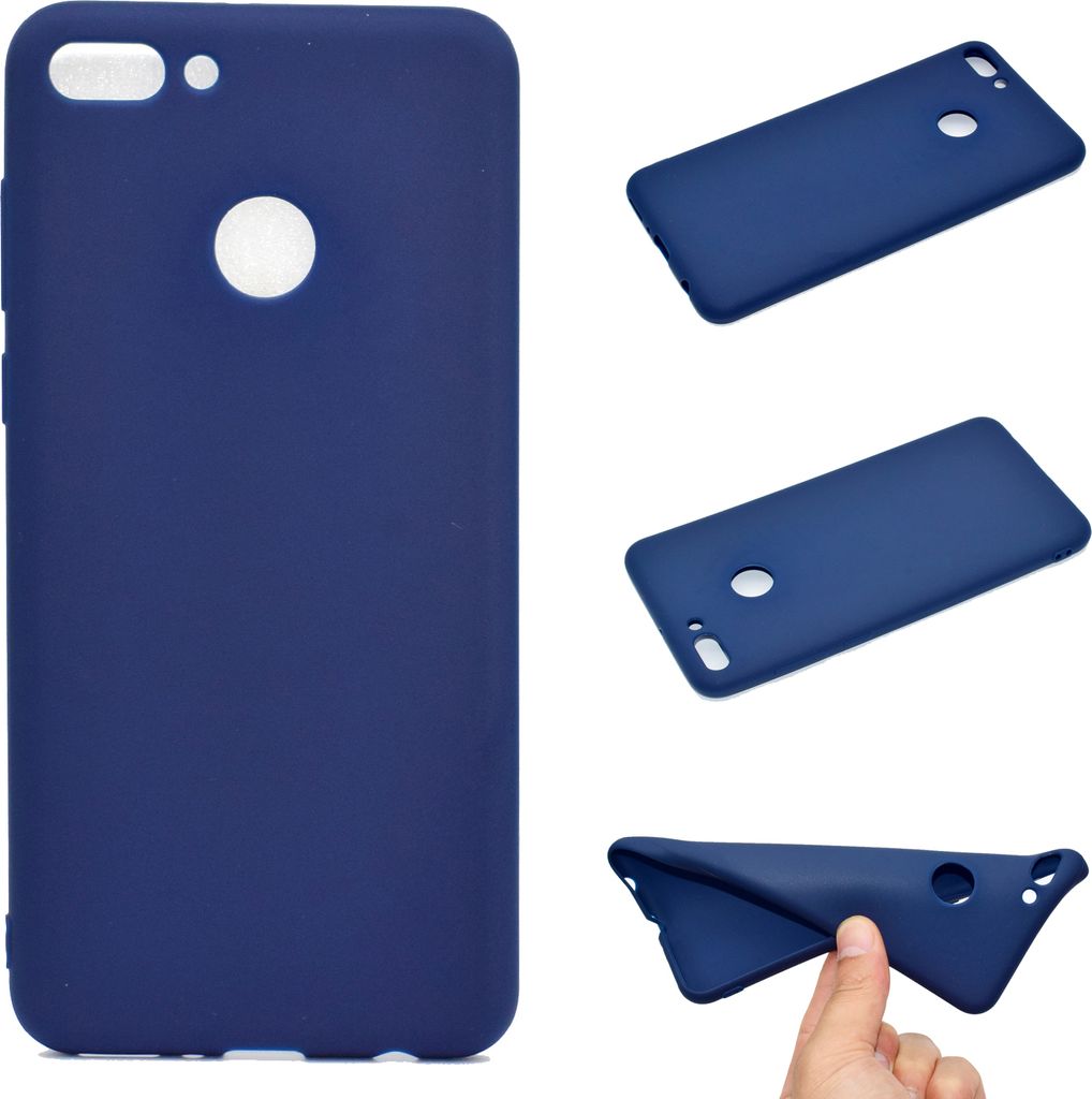für HUAWEI Y9 2018 Lovely Candy Color Matte TPU Anti-Scratch rutschfeste Schutzhülle Rücken Case Navy