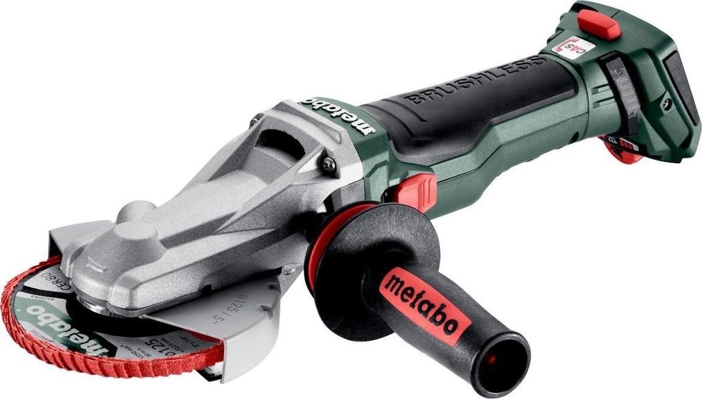 Metabo Akku-Flachkopf-Winkelschleifer WVBF 18 LTX BL 15-125 Quick, incl. Zubehör, metaBOX 165 L