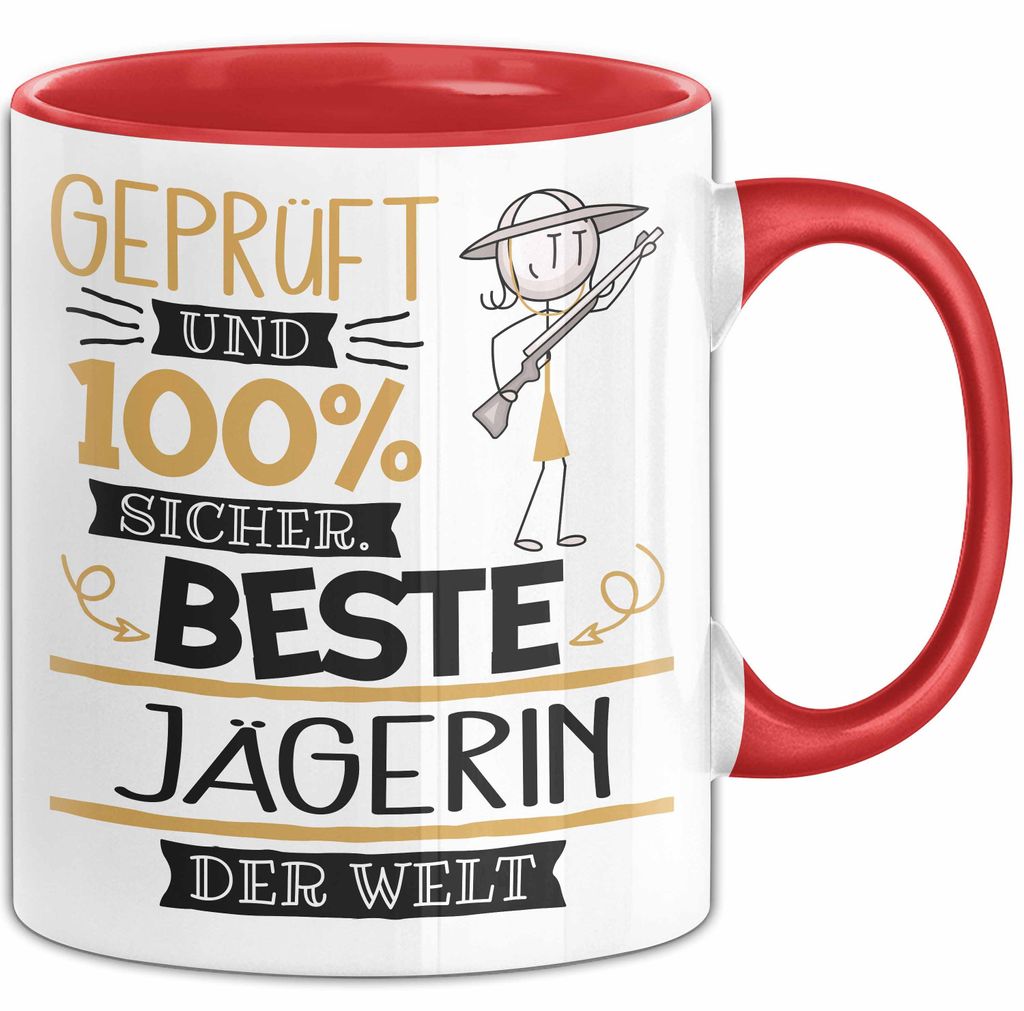 Beste Jägerin Der Welt Tasse Geschenk für Eine Jägerin Und Sicher Geschenkidee Geburtstag Weihnachten (Rot)