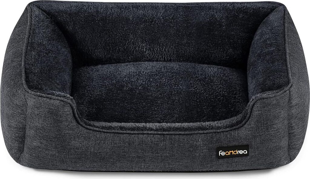 FEANDREA Hundebett, abnehmbarer Bezug, 90 x 75 x 25 cm, dunkelgrau