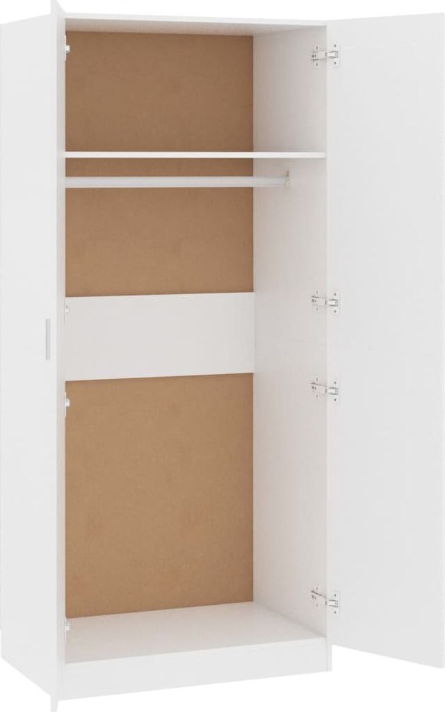 Hommdiy Kleiderschrank Weiß 80x52x180 Cm – Mit 2 Türen & Hängestange, Holzwerkstoff