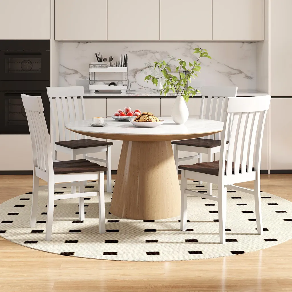 COSTWAY Set 2 Sedie Cucina Noce - Design Ergonomico Legno - 9