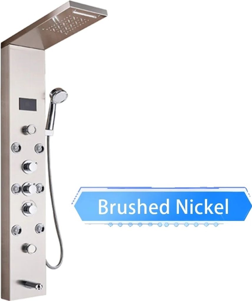Duschpaneel, Digitale Anzeige, Thermostatsteuerung, Nickel 8009