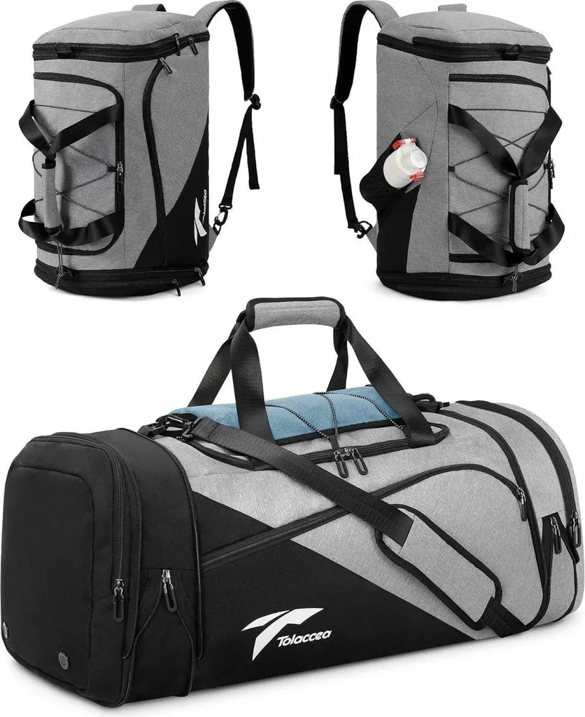 Grand sac à dos de sport extensible 45-63L gris avec port ordinateur PC