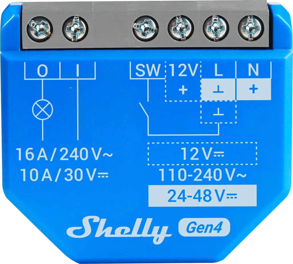 Shelly Relais 1 Gen4 bleu 16A Pack de 4 modules commutateurs connectés