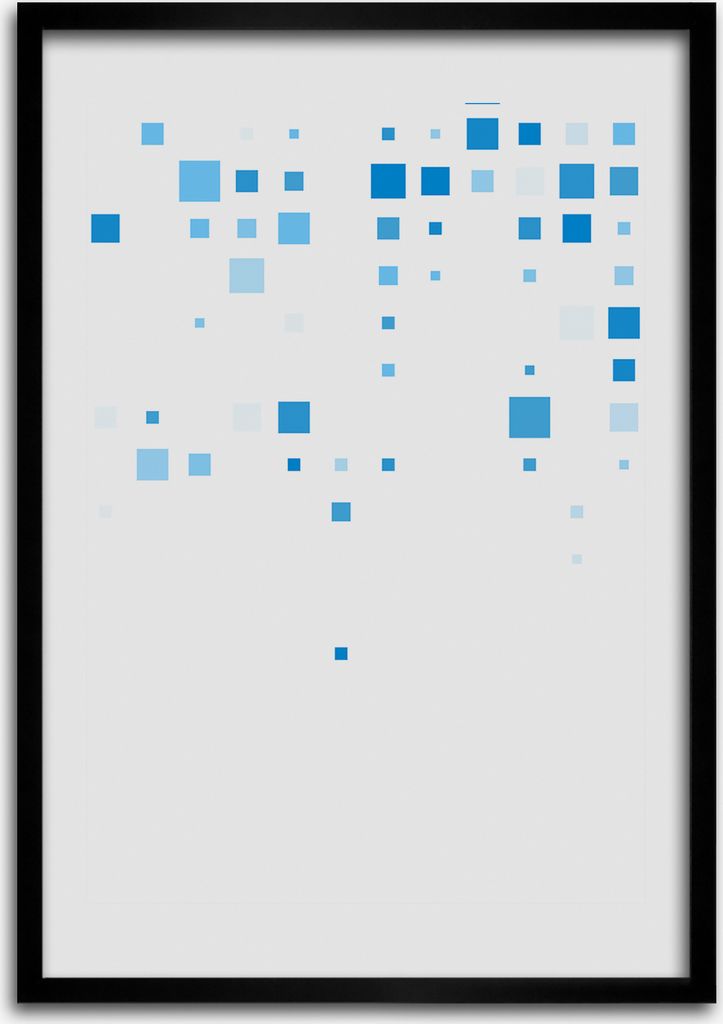 Bild - Bilderrahmen - Foto - 70 cm x 100 cm - MDF - Rahmen - Wandkunst - Blaue Quadrate