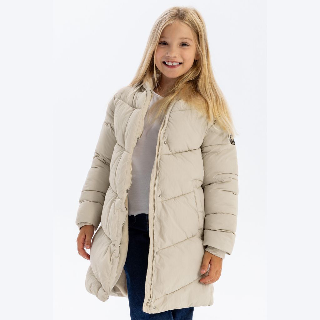 Minoti Winterjacke wattiert Kapuze Beige Gr. 110 für Mädchen