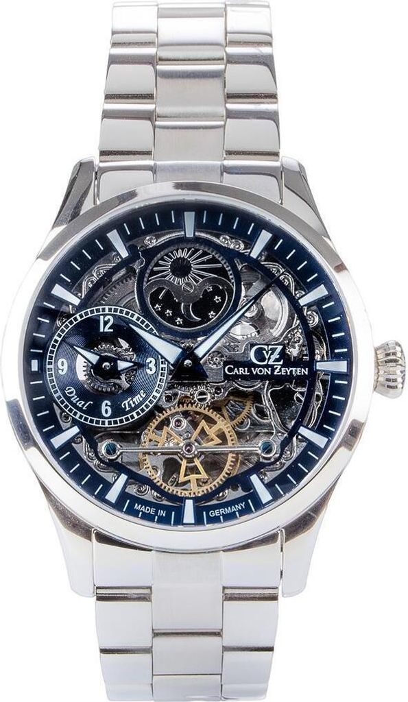Carl von Zeyten Freiburg Automatik Herrenuhr - Edelstahlgehäuse und Stahlarmband - Dual Time - Saphirglas