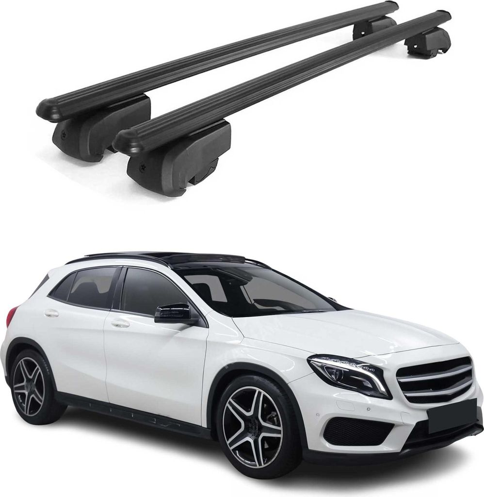 Dachträger Grundtäger für Mercedes GLA X156 2014-2020 75kg Alu Schwarz 2tlg