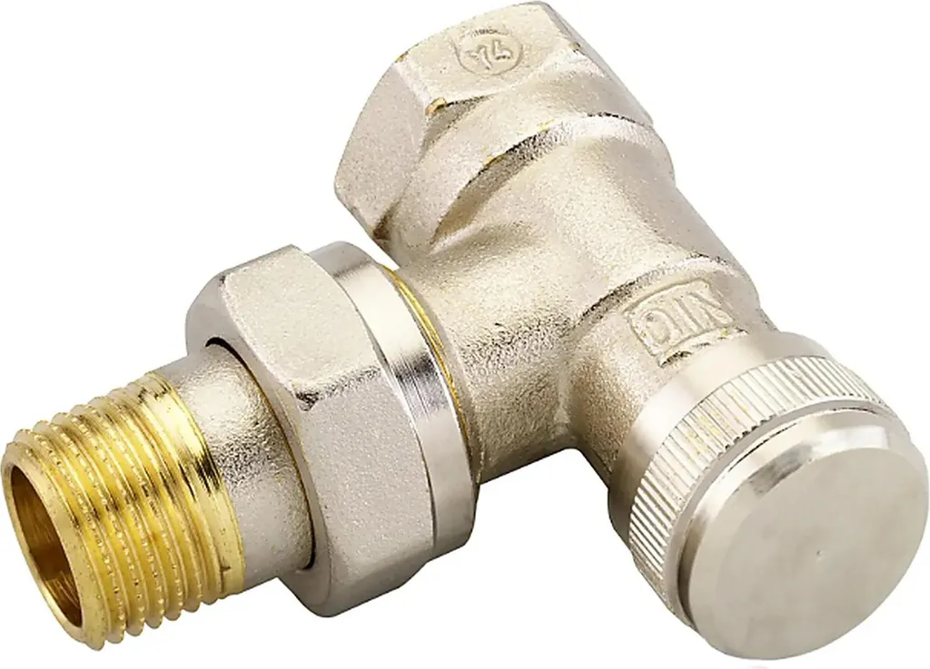 Raccordo di ritorno Danfoss RLV 15 R 1/2, angolare, nichelato, 1 pz.