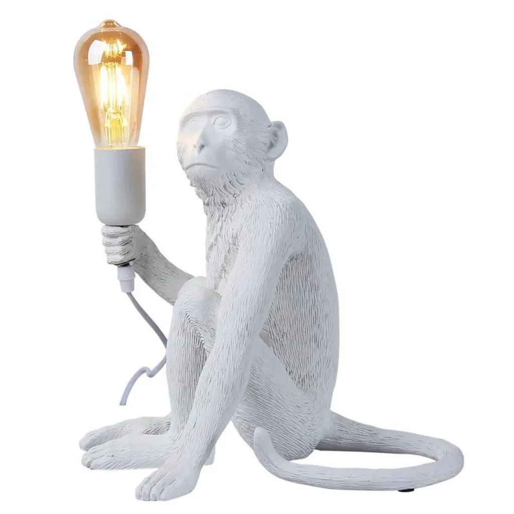Lampada LED Scimmia in Resina Bianca E27 - Illuminazione Moderna Design