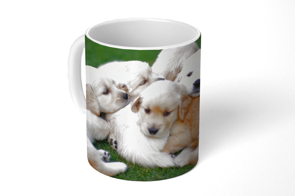 KitchenYeah Tasse Kaffeetasse Kaffeebecher 350 ml Tiere - Welpen - Hunde Teetasse - Fototasse - Becher - Keramikbecher - Teebecher - Kaffeetasse ...