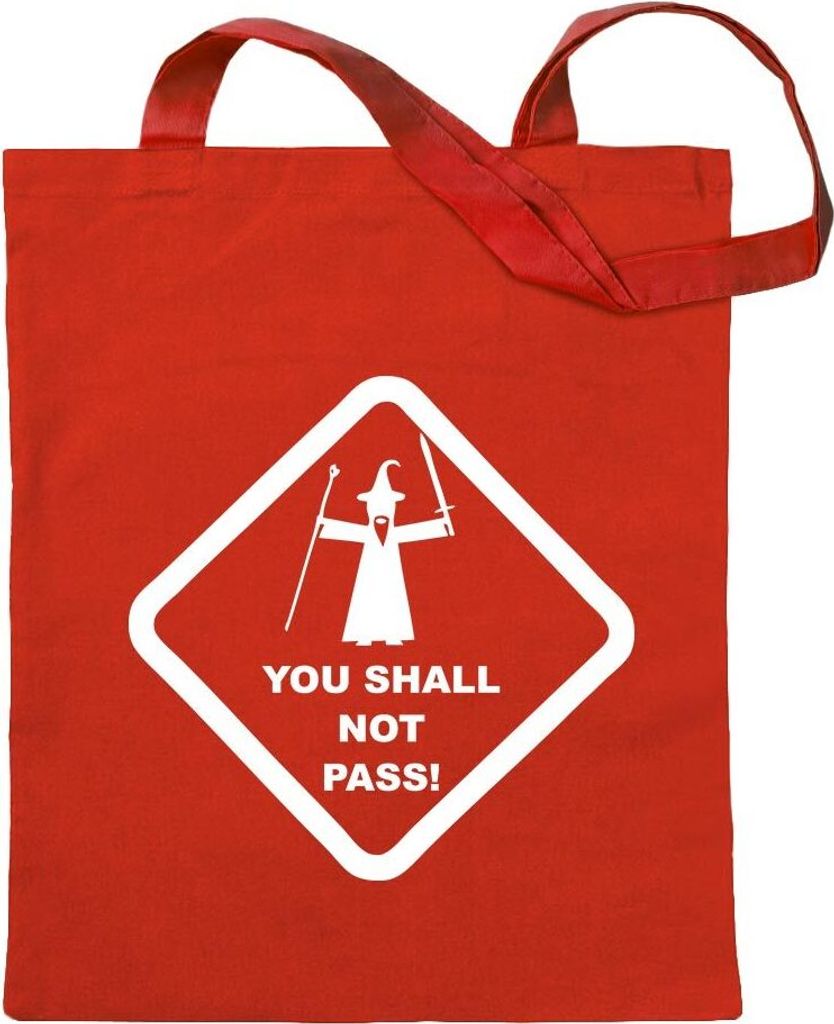 Kiwistar - Baumwolltasche - rot - You shall not pass! - Tragetasche Stoffbeutel Umhängetasche langer Henkel