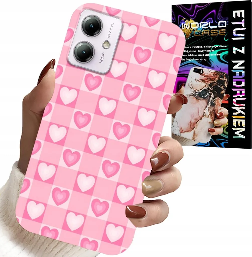 Custodia Motorola Moto G54 5G Rosa Cuori con Vetro Temperato Omaggio