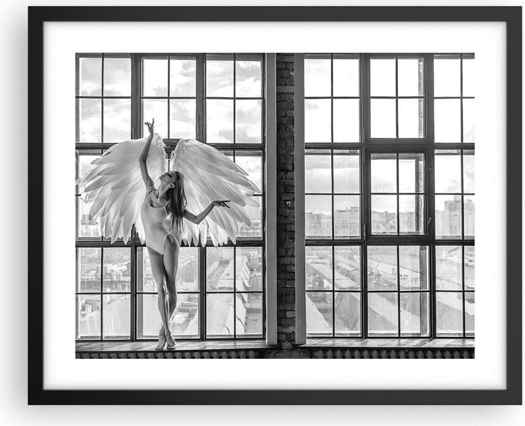 Gerahmtes Poster - Schwarzer Rahmen - Frau Engel Ansicht - 50x40 cm - Wand Bild - Wanddeko - Wandbilder - Kunstposter - Wandposter - Bilderrahmen -...