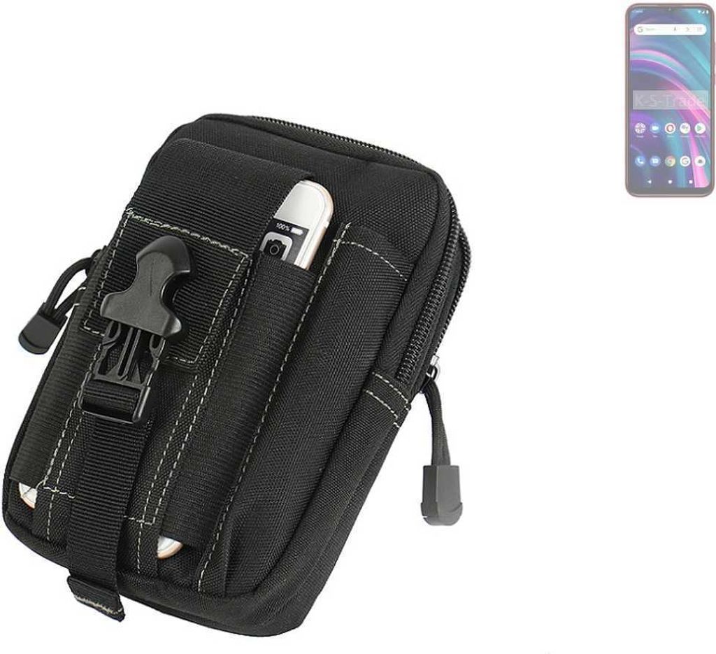 K-S-Trade Gürtel Tasche kompatibel mit BLU G51 Gürteltasche Holster Schutz Hülle Handy Hülle Smartphone outdoor Handy-Hülle schwarz Zusatzfächer