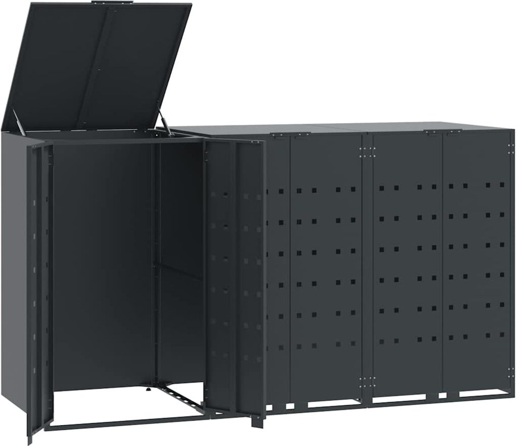 vidaXL Mülltonnenbox für 3 Tonnen Anthrazit 207x79x117 cm Stahl