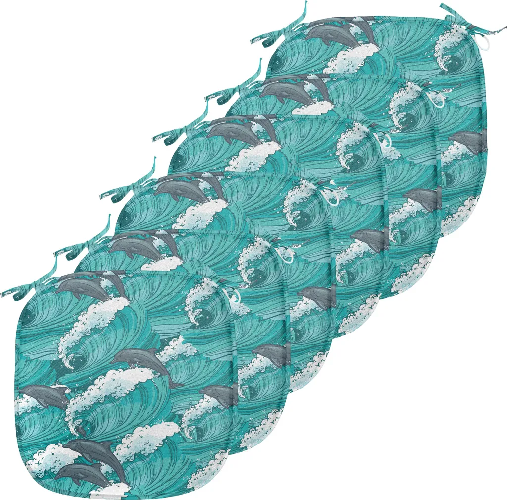 Coussins de Chaise Marins Imperméables 40 cm avec Sangles Lot de 6 Anthracite