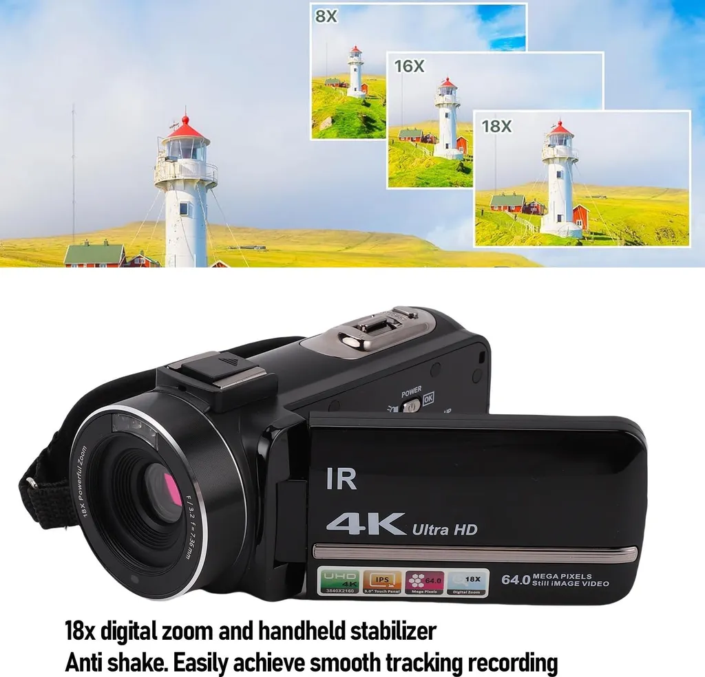Caméscope 4K 64MP Ultra HD avec Écran Tactile et Pack Double Batterie - 5
