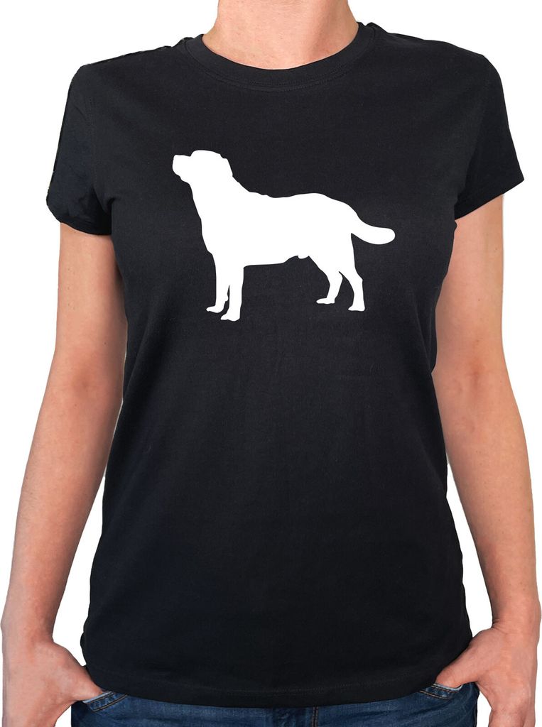 Huuraa Damen T-Shirt Labrador Retriever Silhouette XXL Black Bio Baumwolle Fairtrade Damenshirt Geschenkidee