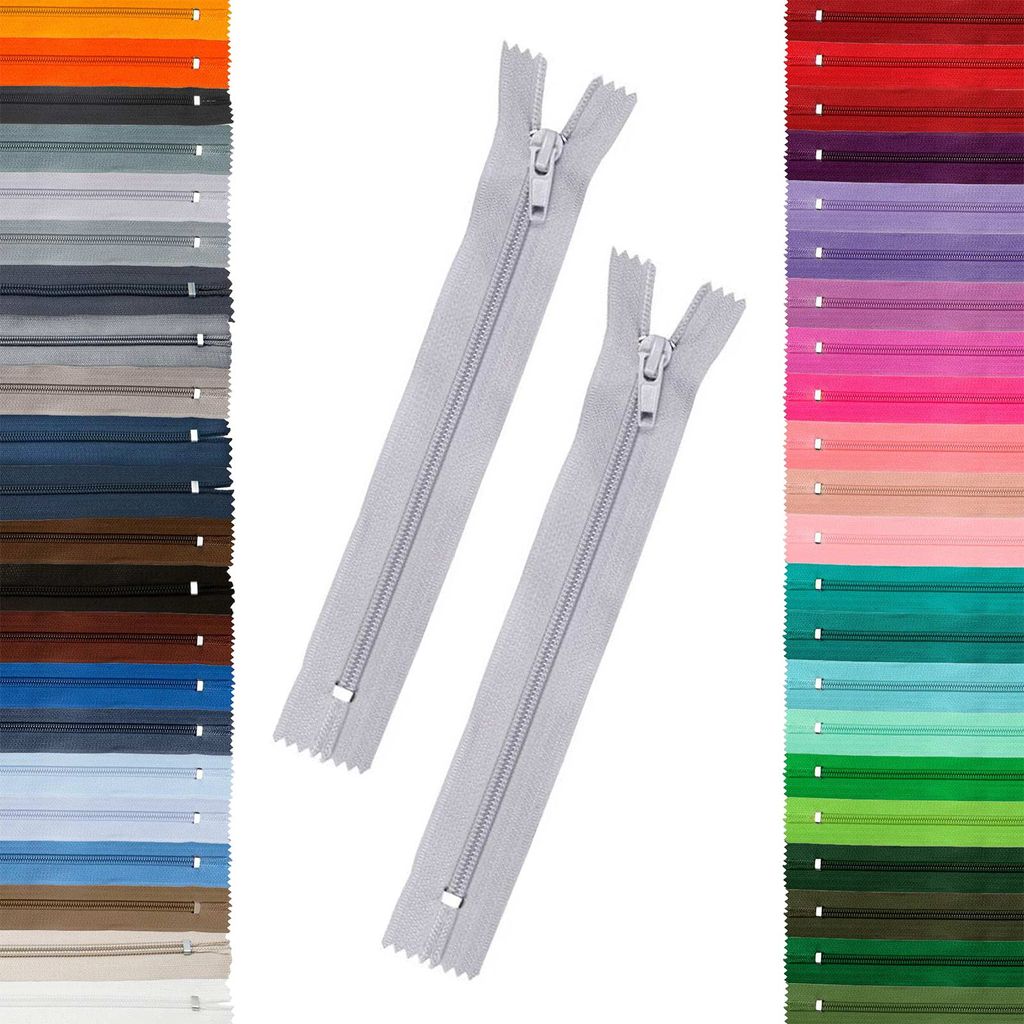 50 Reißverschlüsse 5mm spiral, 18cm, unteilbar, Autolock, Farbe frei wählbar, Farbe:336 hellgrau