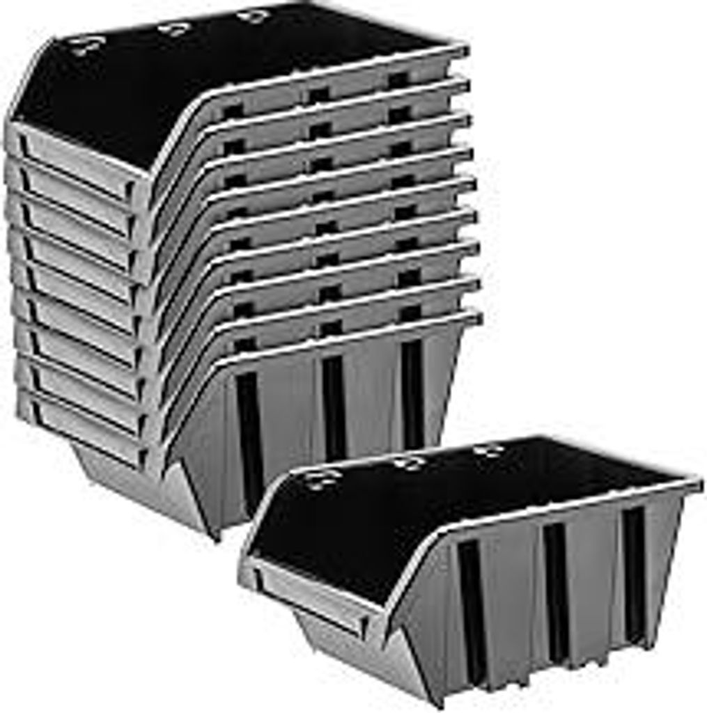 KADAX Werkstatt-Stapelkiste, Stapelbox aus PP Kunststoff, Sichtlagerbox in verschiedenen Größen, Lagerboxen für Werkzeugswand, Sichtlagerkasten,...