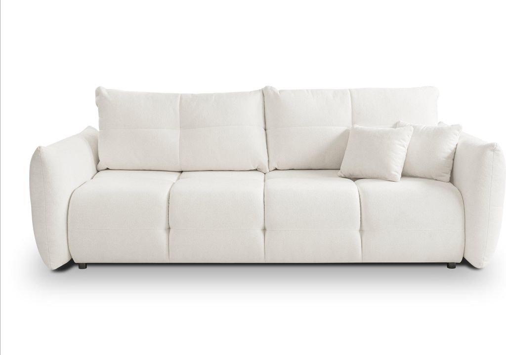Sofa MODA mit Schlaffunktion, Schlafsofa, Wohnzimmersofa, Couch, Soffa, Bettsofa, Geflochtener Stoff – Creme SICURO 60