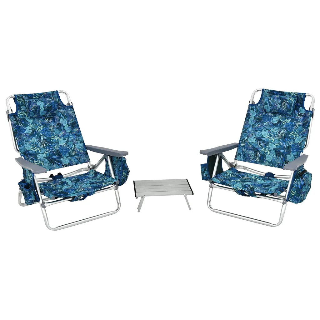 Chaises de Plage avec Dossier Réglable et Table pour Éviter le Mal de Dos