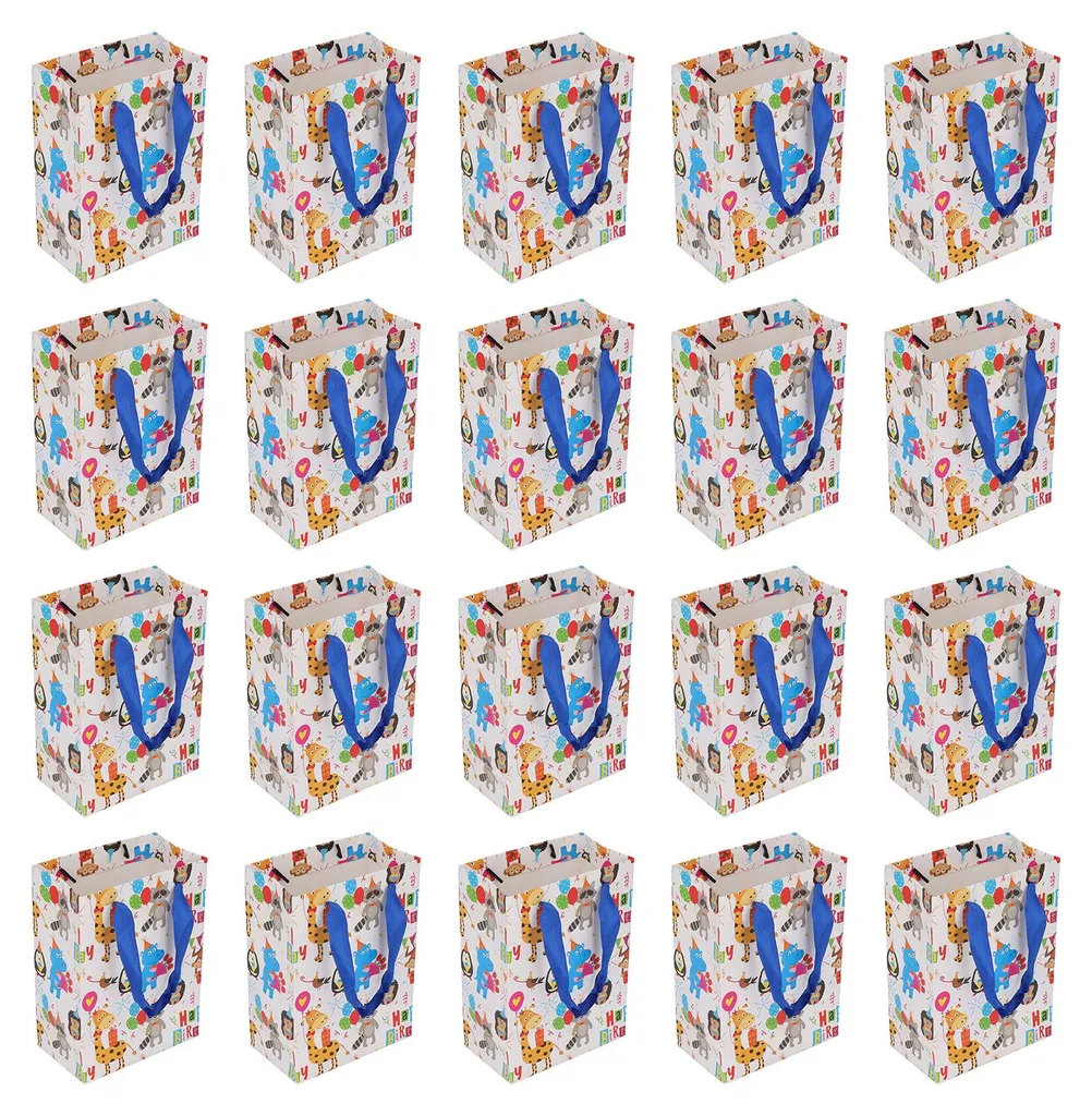 Sacs Cadeaux Réutilisables 32 cm avec Poignées Nœuds et Motifs Cartoon