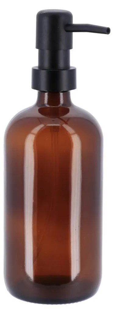 Pousse-mousse en verre ambré PURE 500ml pour savon liquide et lotion
