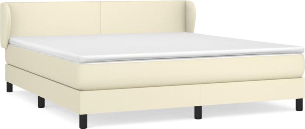 vidaXL Boxspringbett mit Matratze Creme 160x200 cm Kunstleder