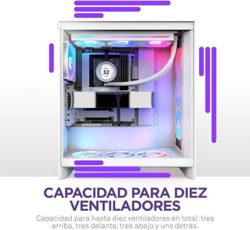Boîtier NZXT H7 Flow RGB 2024 Blanc pour Setup Gaming et Créatif - 7
