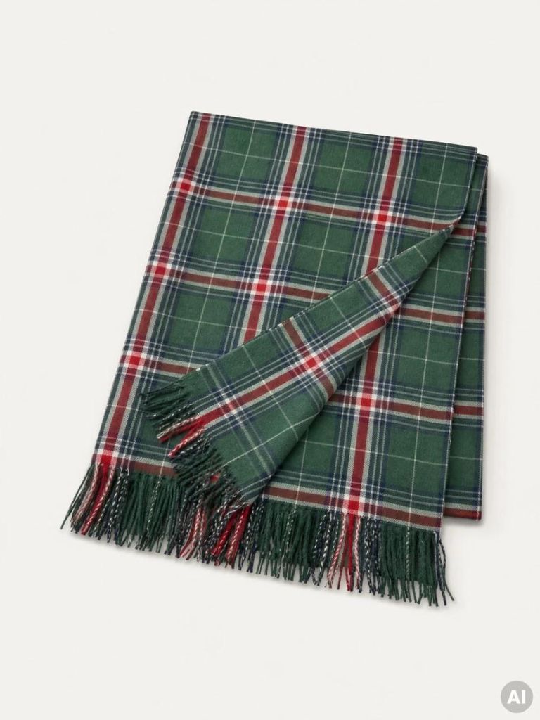 HOMLA Koc DANE miękki w zieloną kratę 150x200 cm Zdjęcie produktu 