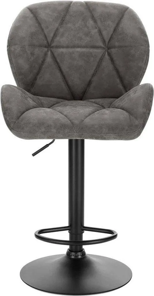Tabouret de bar Comfy Gris en simili cuir réglable avec dossier ergonomique