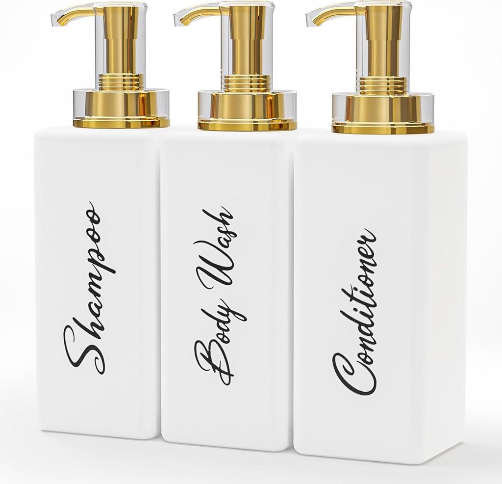 Hervorragende nachfüllbare Shampoo- und Conditioner-Spender-Set - Praktisch und Stilvoll - 3 Stück - Transparent - 16 Oz
