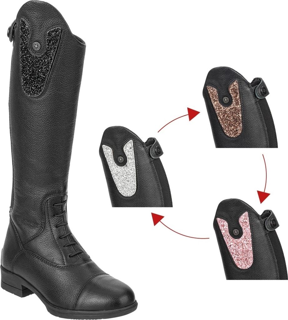 Suedwind Equestrian Reitstiefel Kinder Nova Kids Fun Leather Convertible Kinderreitstiefel Black 38 ST