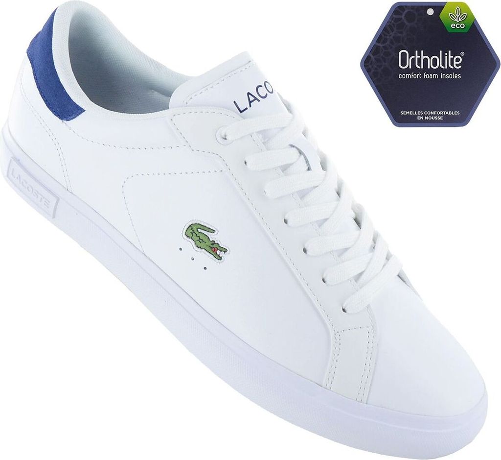 LACOSTE Powercourt 224 - Herren Sneakers Schuhe Leder Weiß 748SMA0001042 , EU 41 UK 7.5