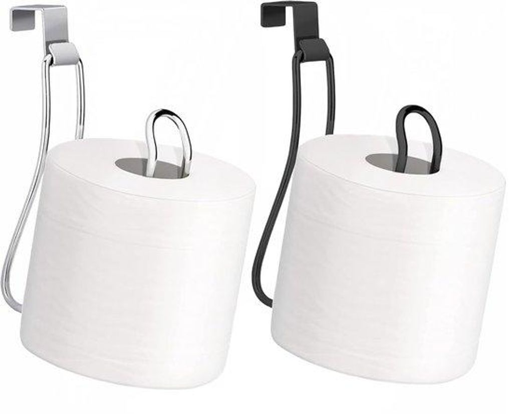 Zwei Stück Papier-Tuchhalter - Toilettenpapierhalter - Wandmontierbar - Stahl-Papierrolhalter - Montage über Tank und Wand - Raumsparender Papier...